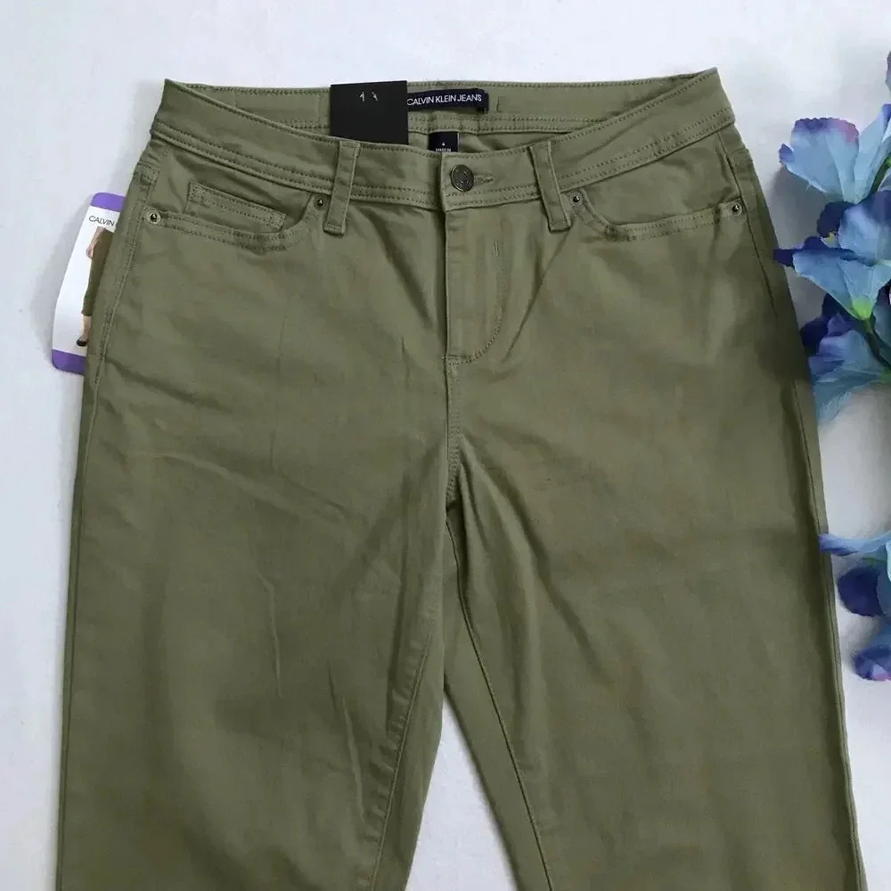 Calvin Klein NWT Olive Green Crop Jeans Women 4